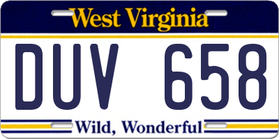 WV license plate DUV658