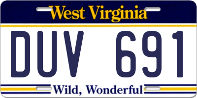 WV license plate DUV691