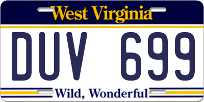 WV license plate DUV699