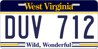 WV license plate DUV712