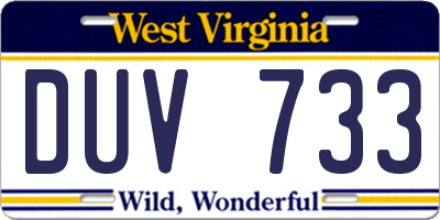 WV license plate DUV733