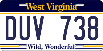 WV license plate DUV738