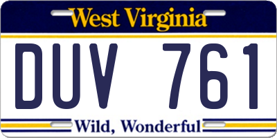 WV license plate DUV761