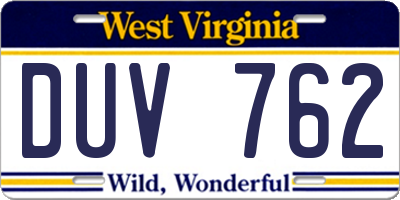 WV license plate DUV762