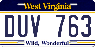 WV license plate DUV763