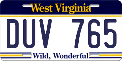 WV license plate DUV765