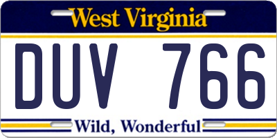 WV license plate DUV766