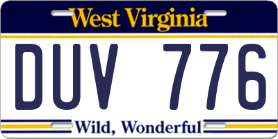 WV license plate DUV776