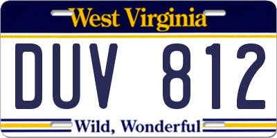 WV license plate DUV812
