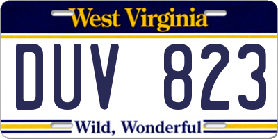 WV license plate DUV823