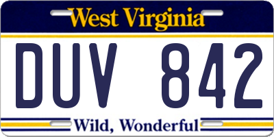 WV license plate DUV842