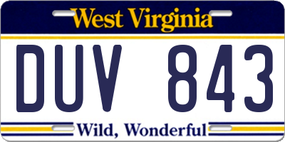 WV license plate DUV843