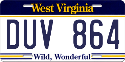 WV license plate DUV864