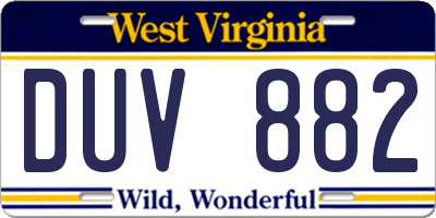 WV license plate DUV882