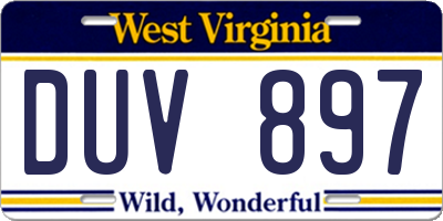 WV license plate DUV897