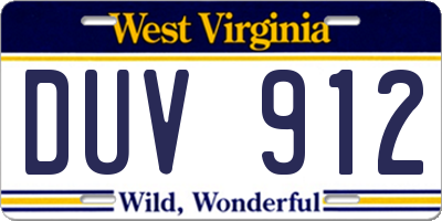 WV license plate DUV912