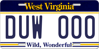 WV license plate DUW000