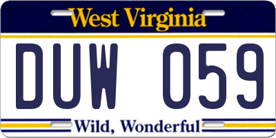 WV license plate DUW059
