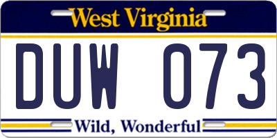 WV license plate DUW073