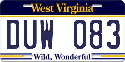 WV license plate DUW083