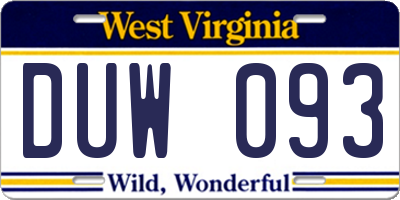 WV license plate DUW093