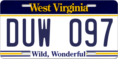 WV license plate DUW097