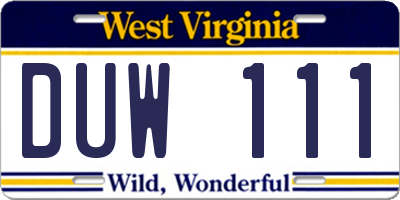 WV license plate DUW111