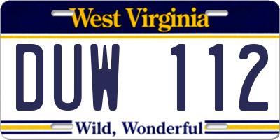 WV license plate DUW112