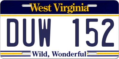 WV license plate DUW152