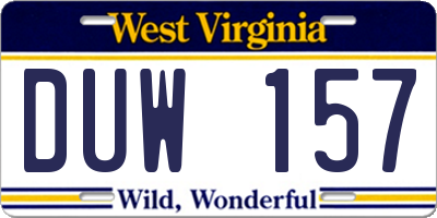 WV license plate DUW157