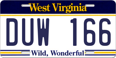 WV license plate DUW166