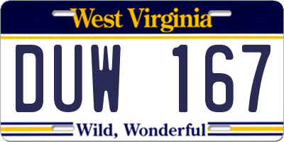 WV license plate DUW167