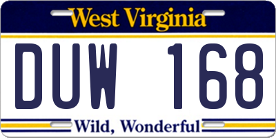 WV license plate DUW168