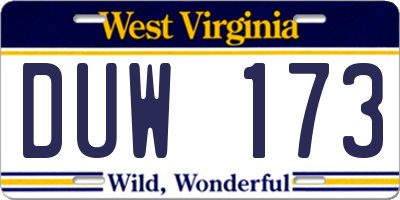 WV license plate DUW173