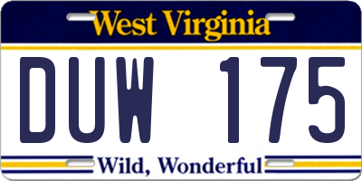 WV license plate DUW175
