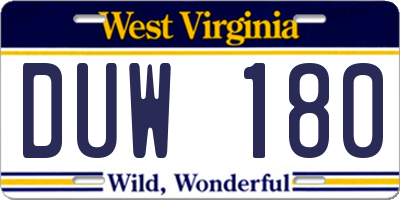 WV license plate DUW180