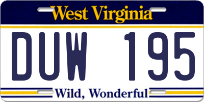 WV license plate DUW195