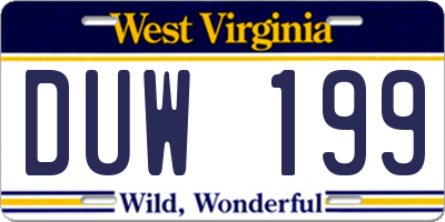 WV license plate DUW199