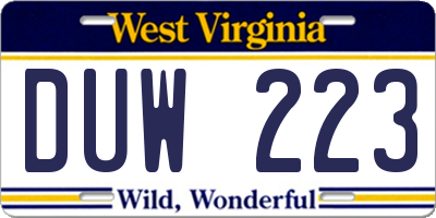 WV license plate DUW223
