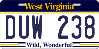 WV license plate DUW238