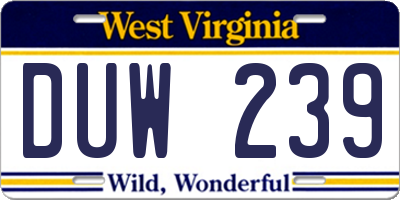 WV license plate DUW239