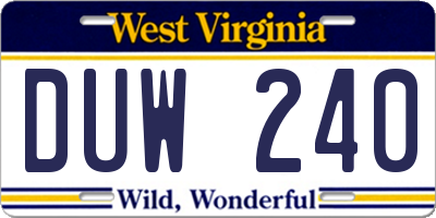 WV license plate DUW240