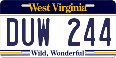 WV license plate DUW244