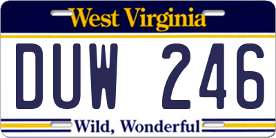 WV license plate DUW246