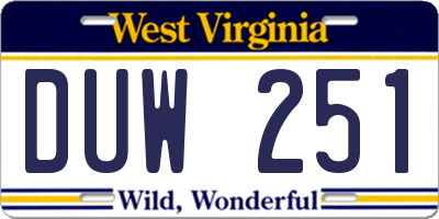 WV license plate DUW251