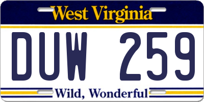 WV license plate DUW259