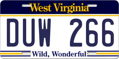WV license plate DUW266