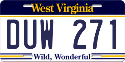 WV license plate DUW271