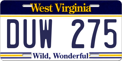 WV license plate DUW275