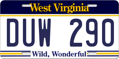 WV license plate DUW290